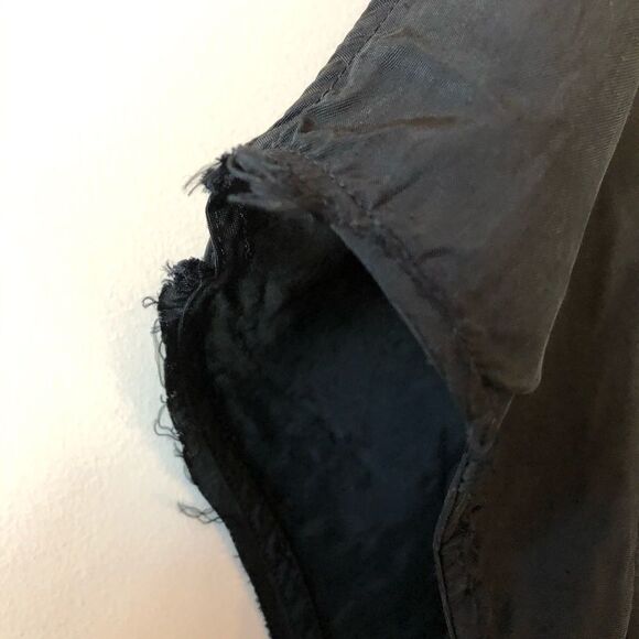 ALL Saints Camile Black Cold Shoulder Raw Hem Top - Picture 4 of 8